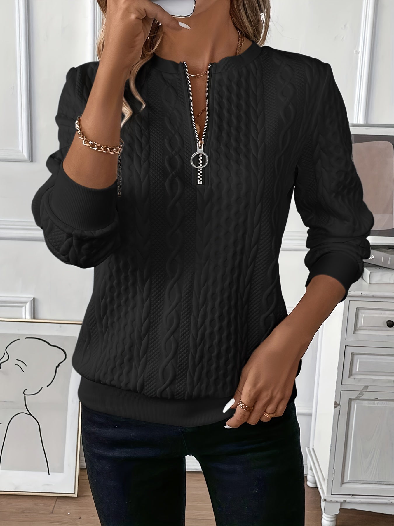 Elegance in Knit: Luxe Gebreide Rits-Trui