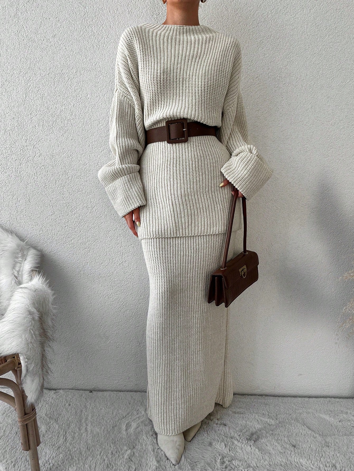 Elara Grace - Oversized Truien & Wollen Rokken Set