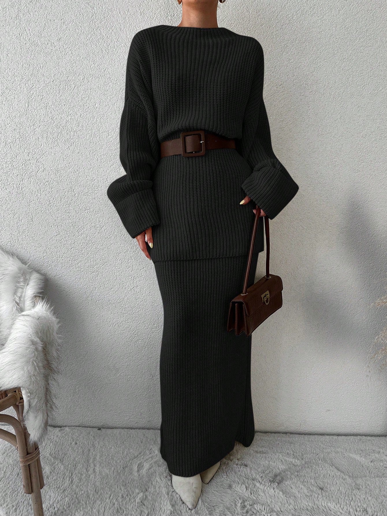 Elara Grace - Oversized Truien & Wollen Rokken Set