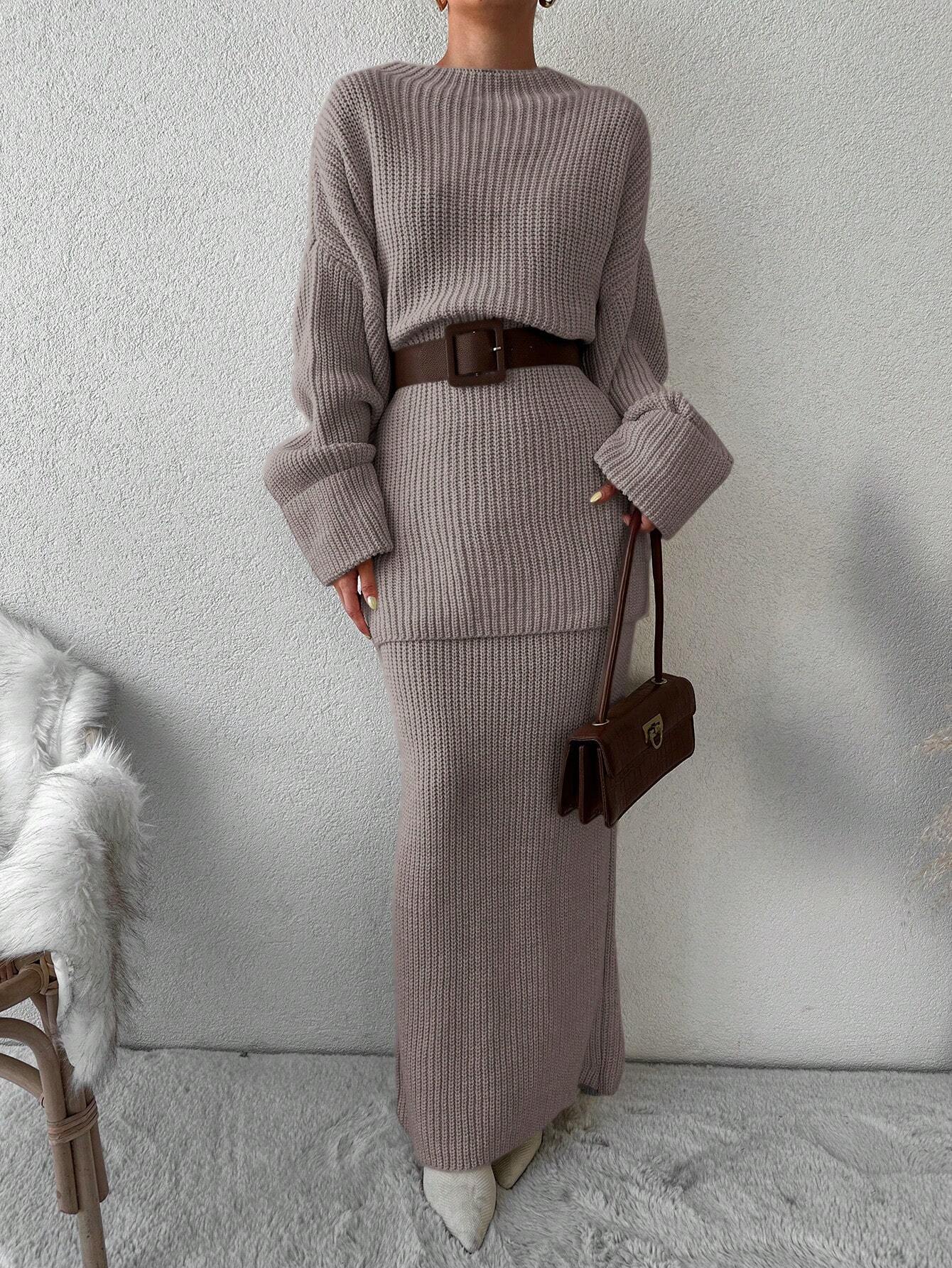 Elara Grace - Oversized Truien & Wollen Rokken Set