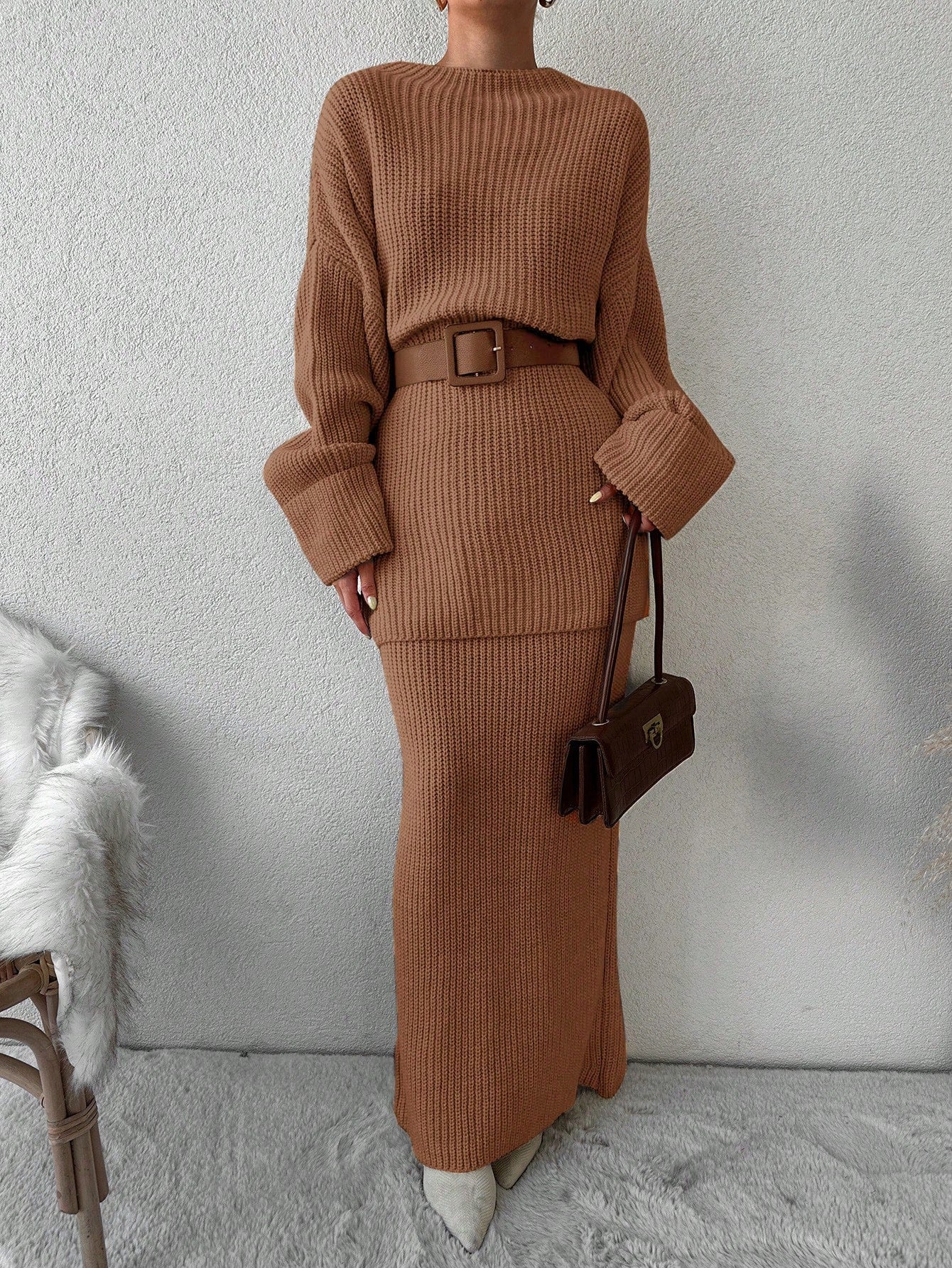 Elara Grace - Oversized Truien & Wollen Rokken Set