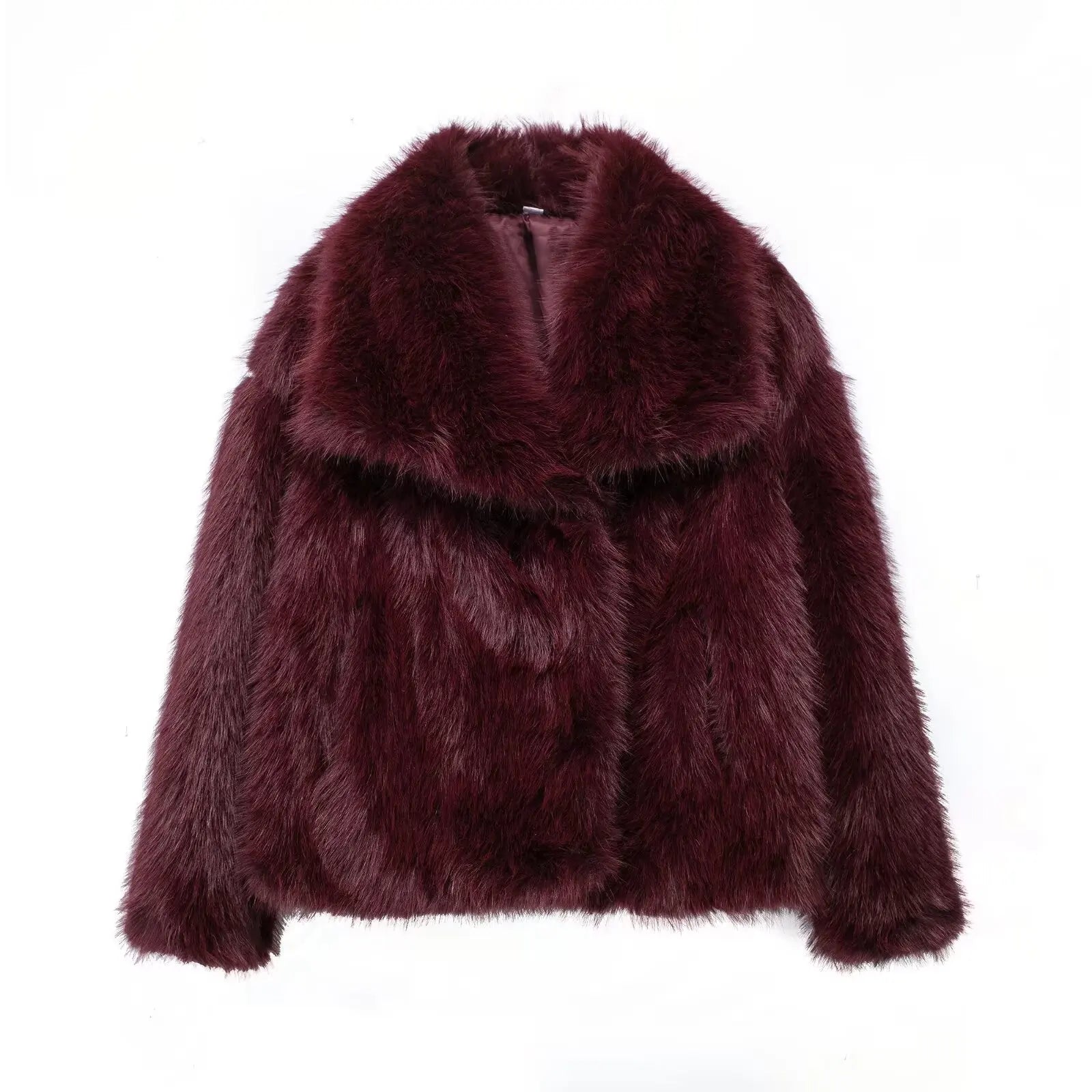 Vivre Élégant - Luxe Cropped Faux Fur Jas met Reverskraag
